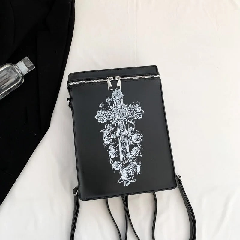 Gothic Cross Backpack Y2K Halloween Grunge Streetwear Vintage Bag