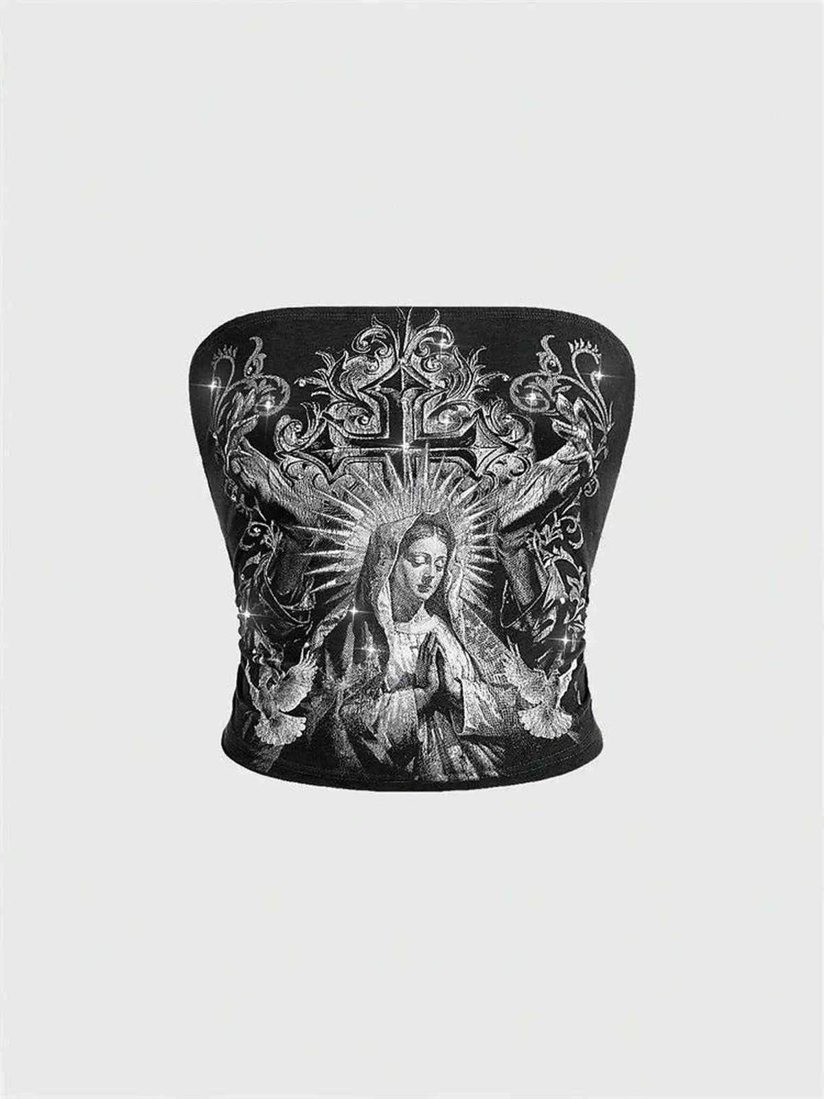 Grunge Gothic Tube Y2K Crop Top - IMG