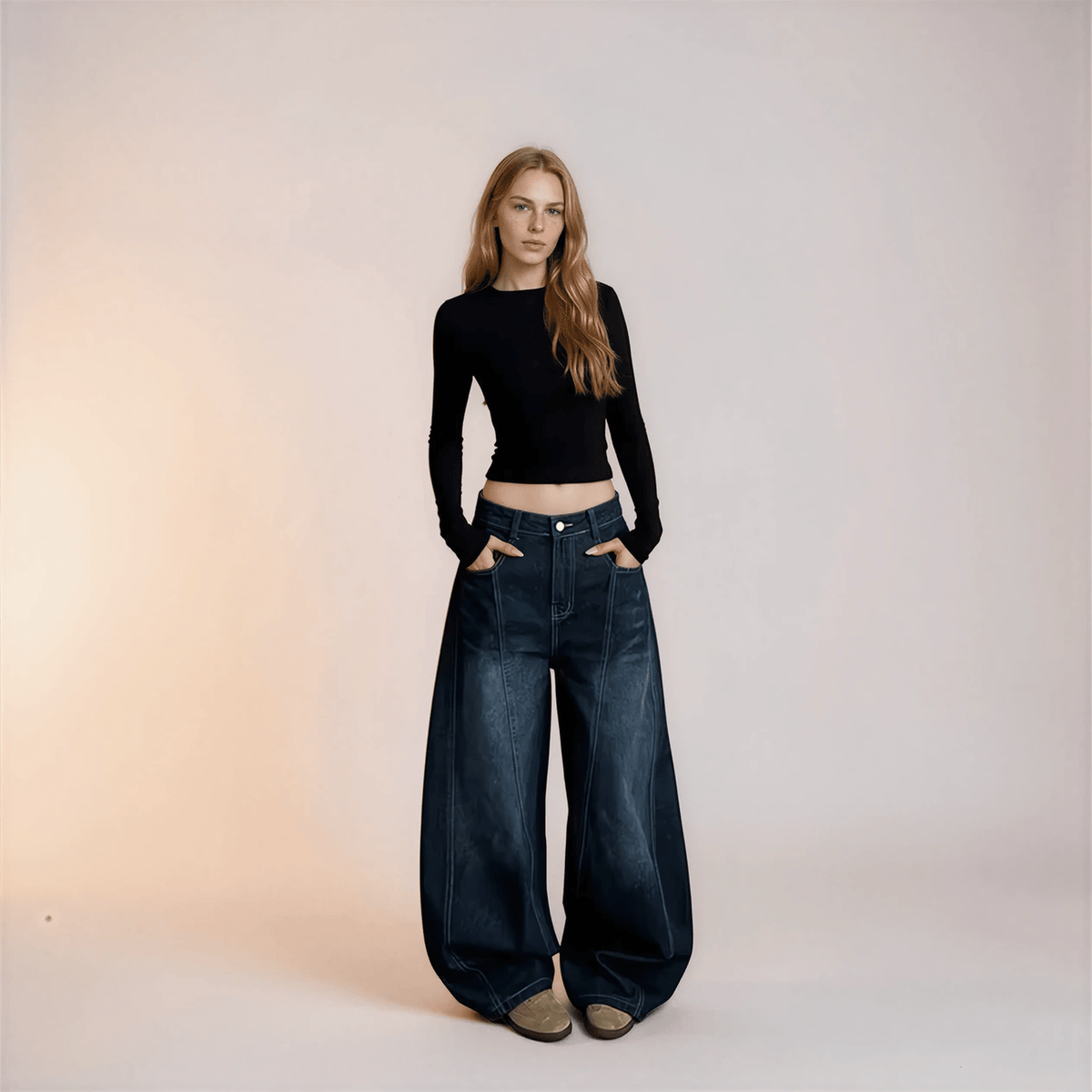 High Waisted Oversized Wide Leg Jeans - IMG