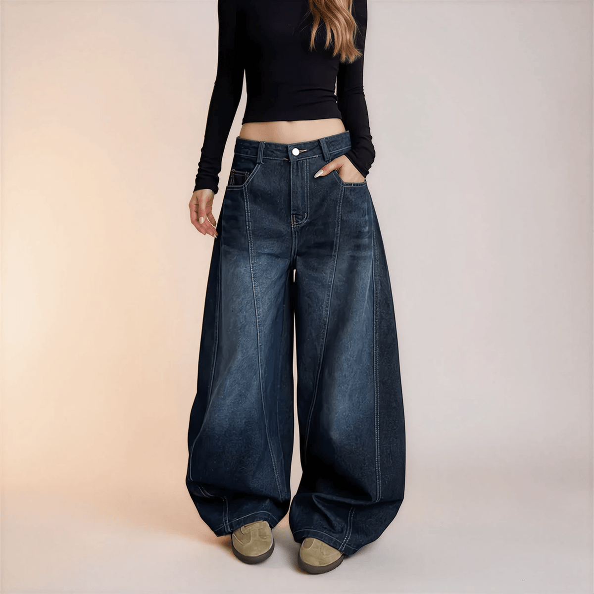 High Waisted Oversized Wide Leg Jeans - IMG