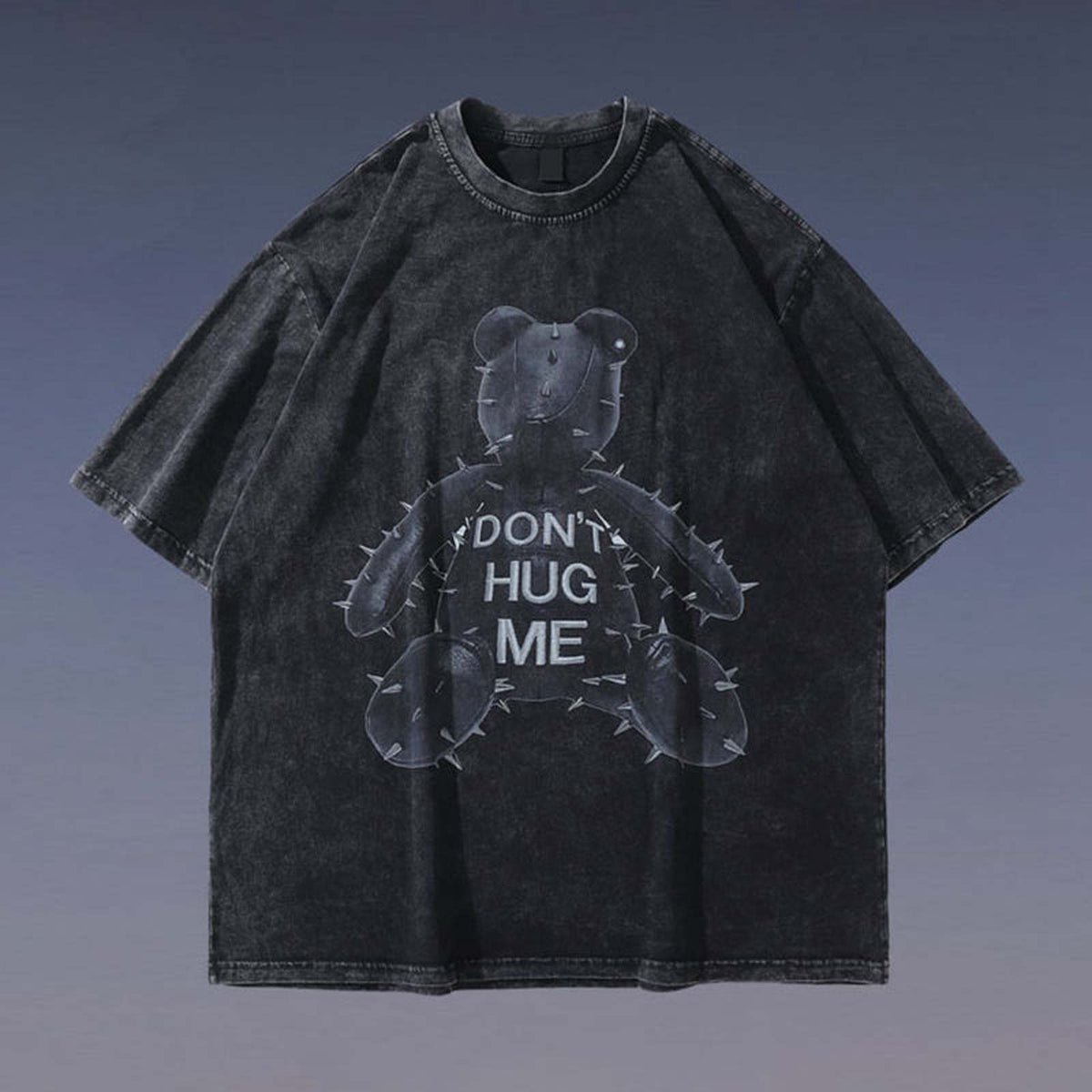 Hip Hop Bear Oversized Washed Graphic T-Shirt - IMG