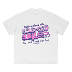 Hollywood Smile White Graphic T-Shirt - IMG