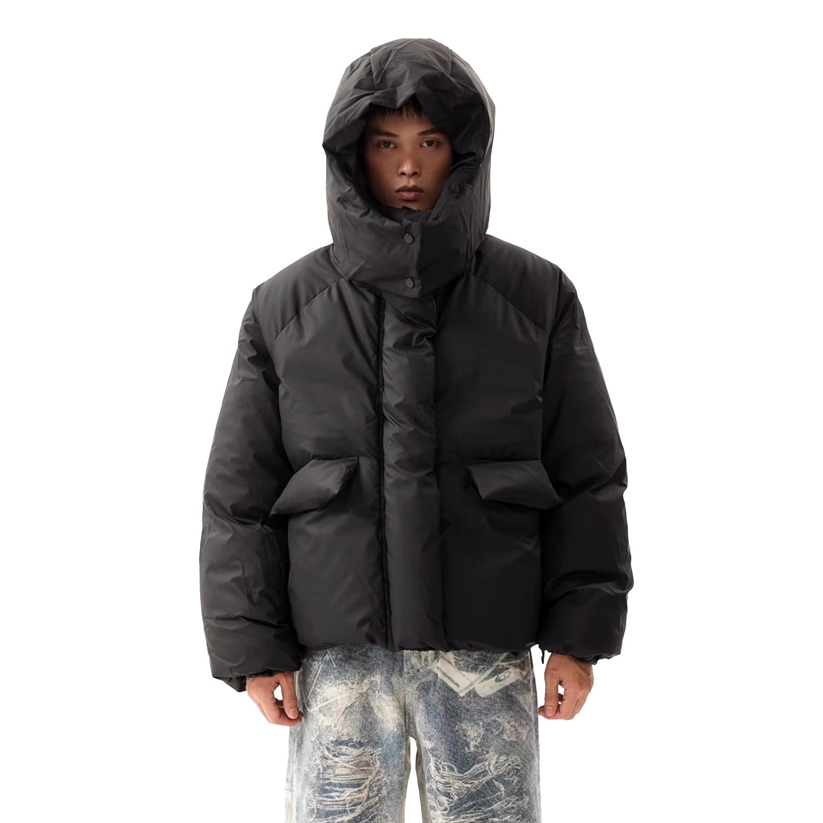 専用　HOODED CROPPED COAT Hillgate Cropped Puffer Jacket en Grey Olive Green | Vans CA