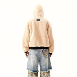 Hooded Reversible Warm Plush Bomber Jacket - IMG