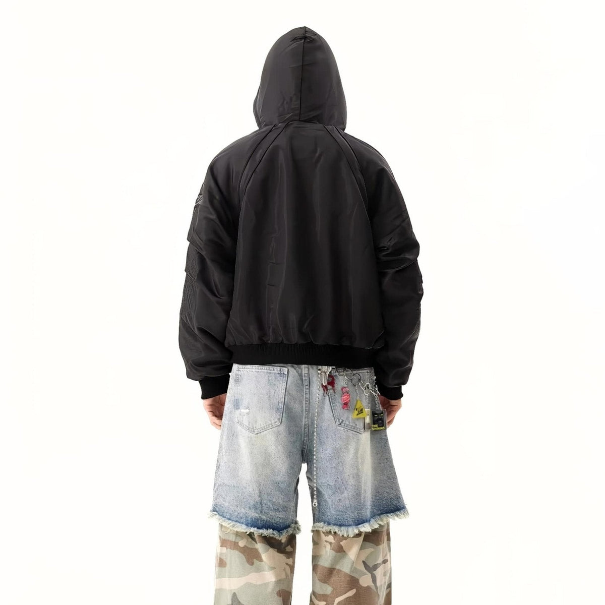 Hooded Reversible Warm Plush Bomber Jacket - IMG