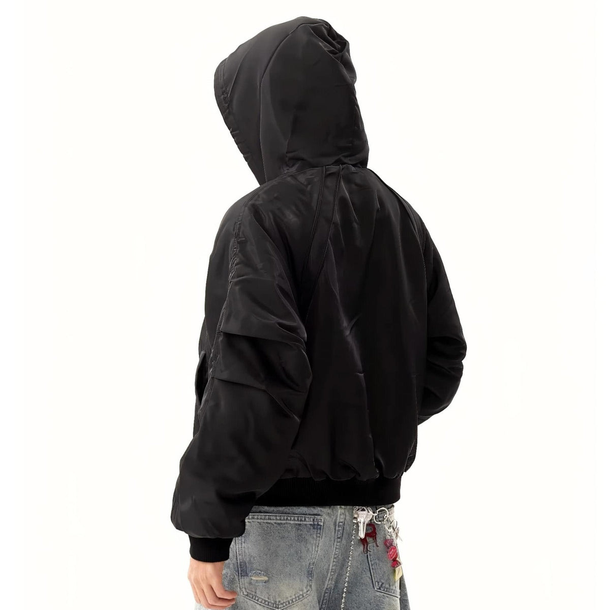 Hooded Reversible Warm Plush Bomber Jacket - IMG