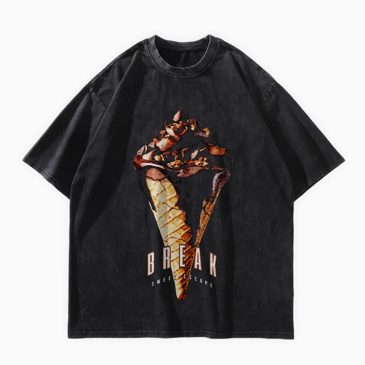 Ice Cream Break Oversized Washed Graphic T-Shirt - IMG