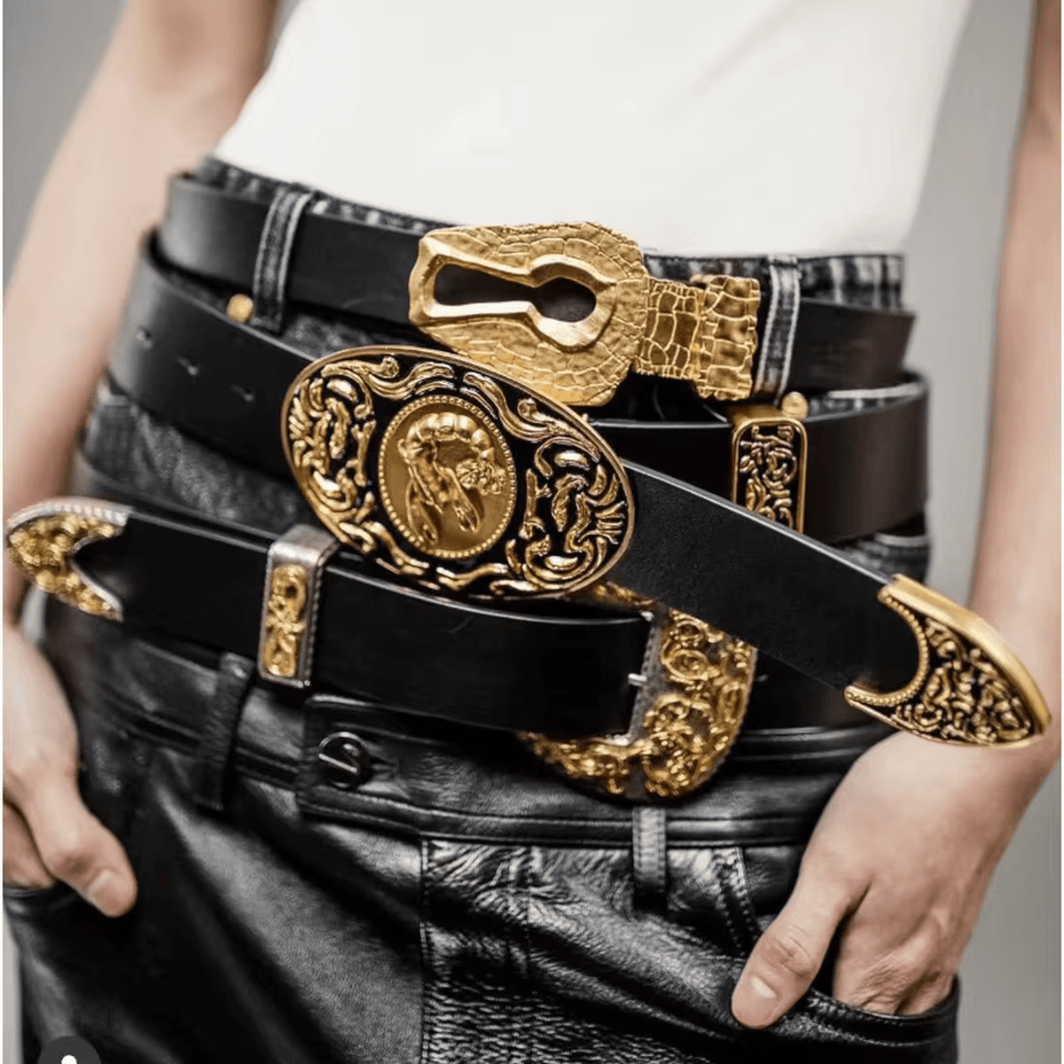Imperial Slim Designer Belt Gold Hardware Collection - IMG