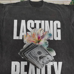 Lasting Beauty Oversized Washed Graphic T-Shirt - IMG