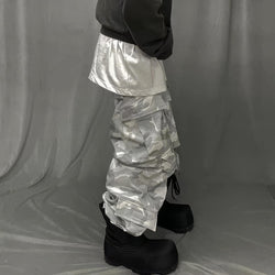 Light Camouflage Wide Leg Baggy Cargo Pants - IMG