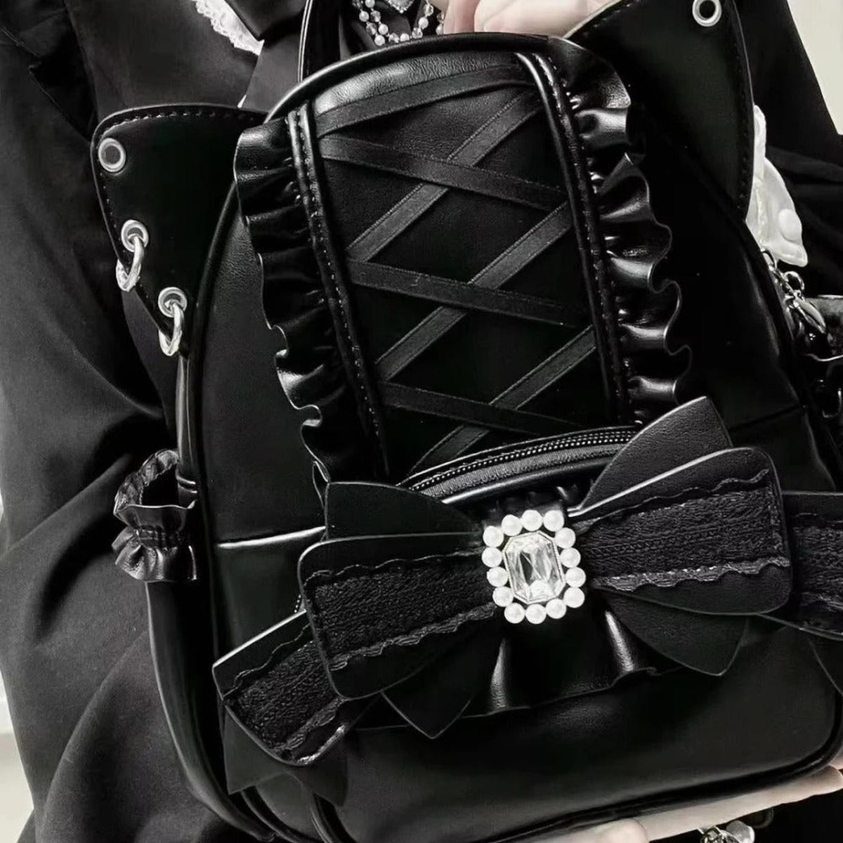 Lolita Punk Cat Ear Bow Y2K Korean Backpack - IMG