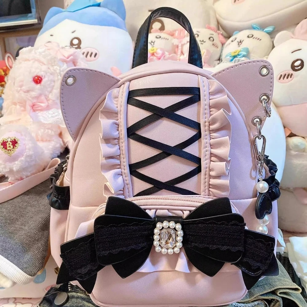 Lolita Punk Cat Ear Bow Y2K Korean Backpack