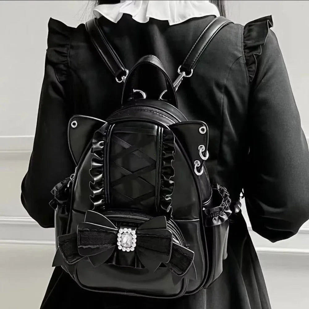 Lolita Punk Cat Ear Bow Y2K Korean Backpack