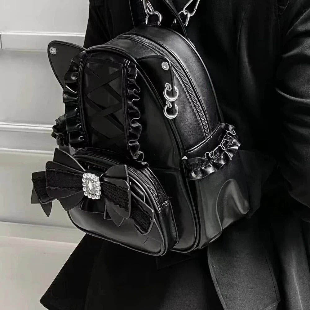 Lolita Punk Cat Ear Bow Y2K Korean Backpack