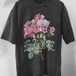 Love Over Hate Oversized Washed T-Shirt - IMG