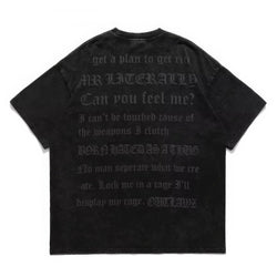Matte Black Foaming Letter Print Oversized T-Shirt - IMG