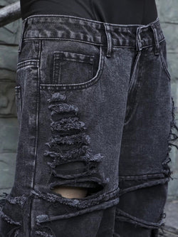 Men’s Layered Distressed Wide-Leg Street Jeans - IMG