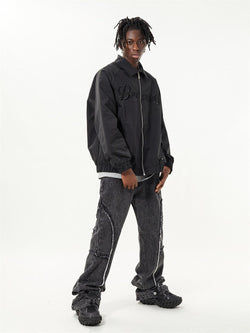 Midnight Letter Embroidered Bomber Jacket Brewing - IMG