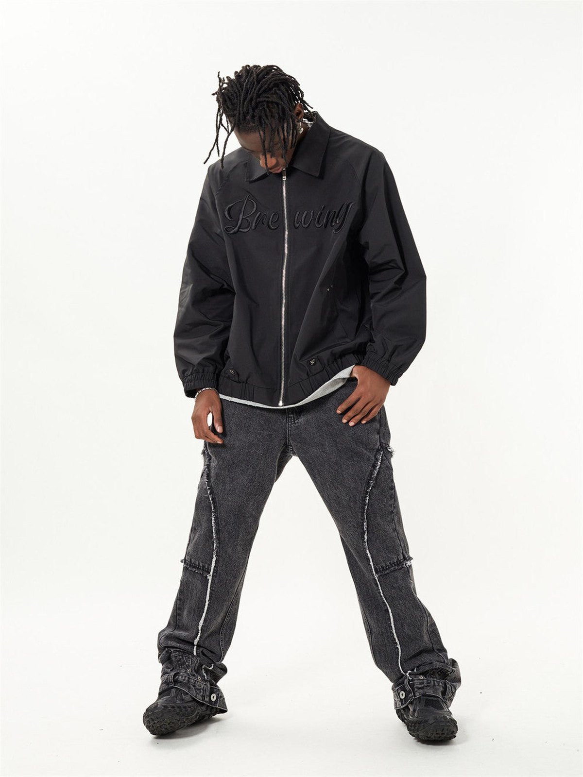 Midnight Letter Embroidered Bomber Jacket Brewing - IMG