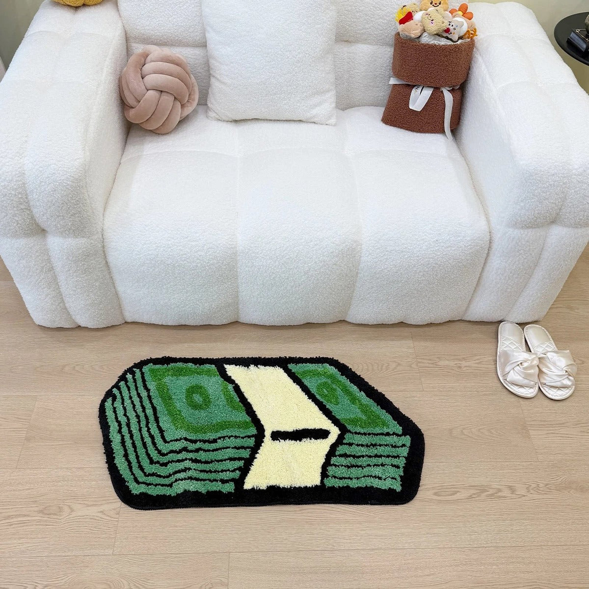 Money Green Cartoon Tufted Statement Rug - IMG
