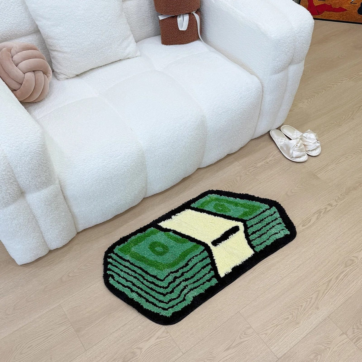 Money Green Cartoon Tufted Statement Rug - IMG