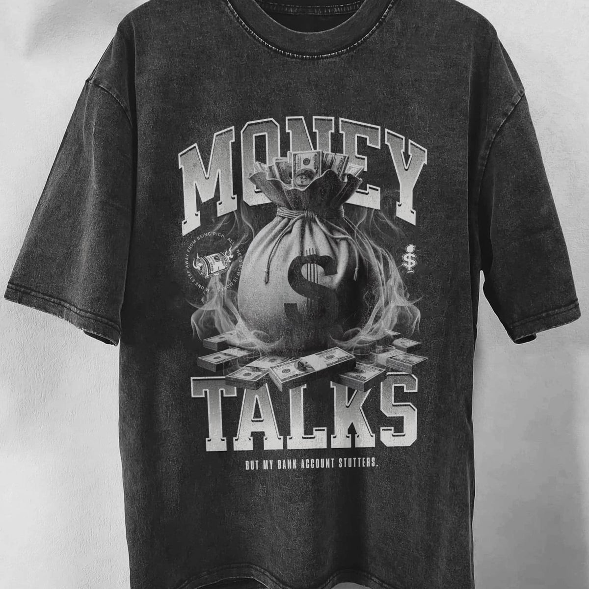 Money Talks Washed Oversized Graphic T-Shirt - IMG