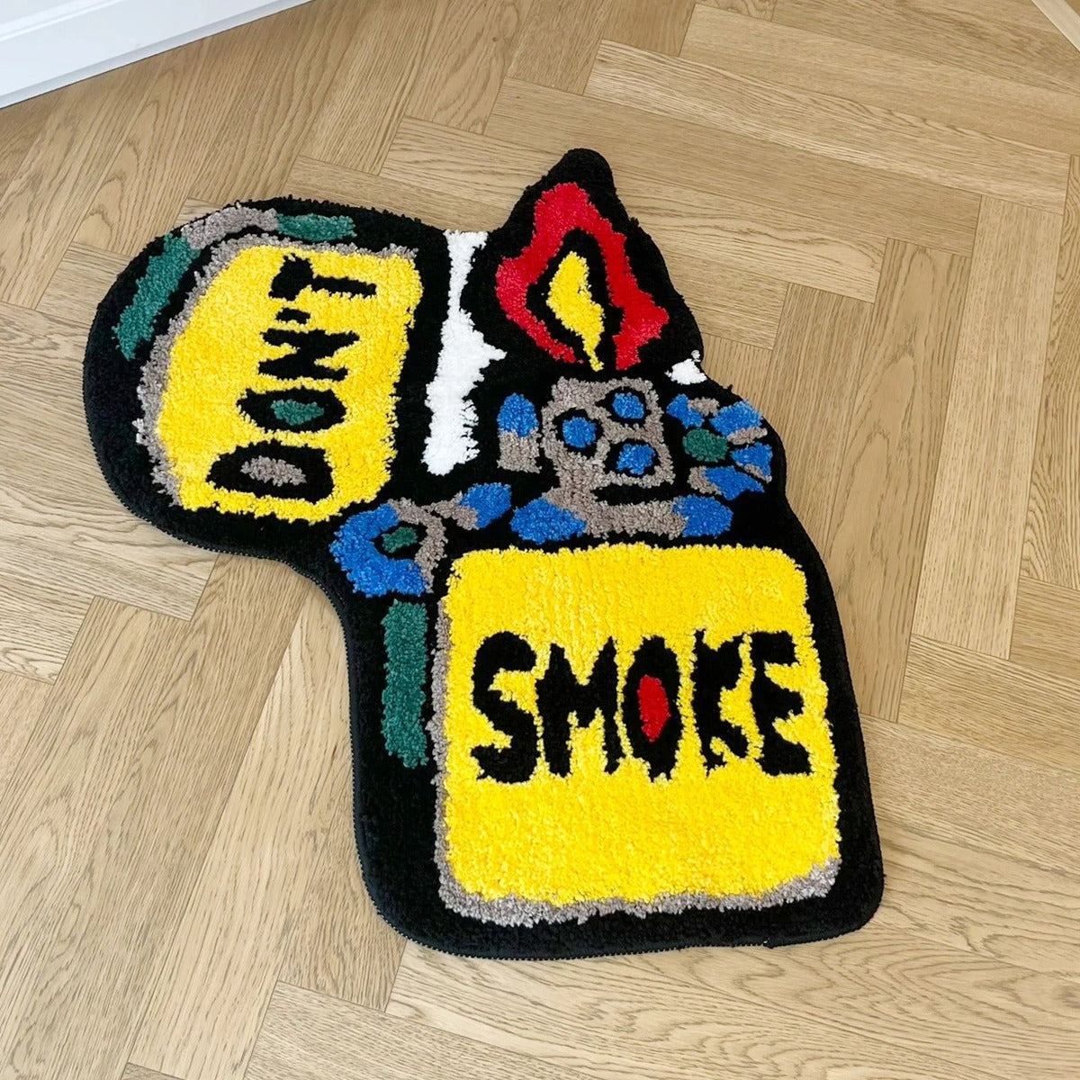 No Smoke Yellow Lighter Flocked Rug - IMG