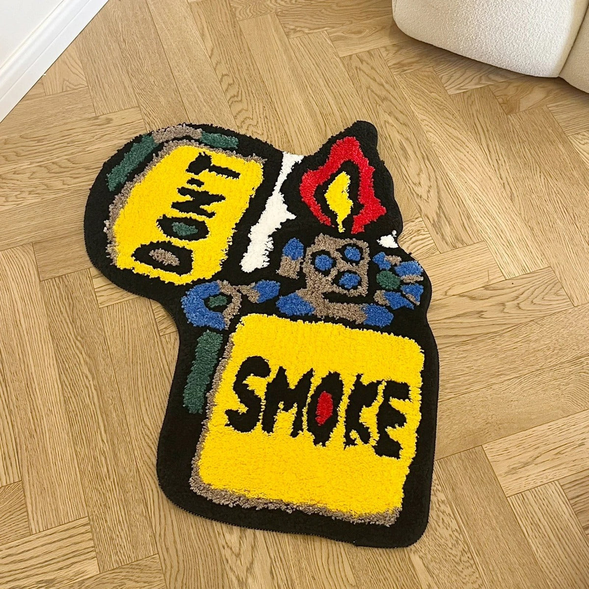 No Smoke Yellow Lighter Flocked Rug - IMG