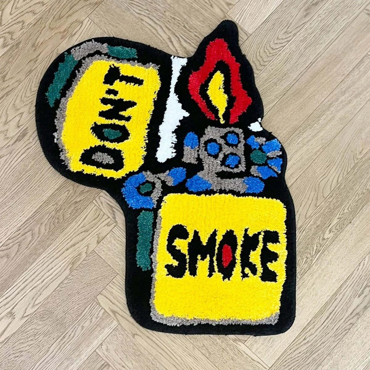 No Smoke Yellow Lighter Flocked Rug - IMG