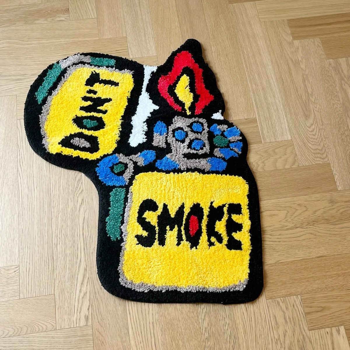 No Smoke Yellow Lighter Flocked Rug - IMG