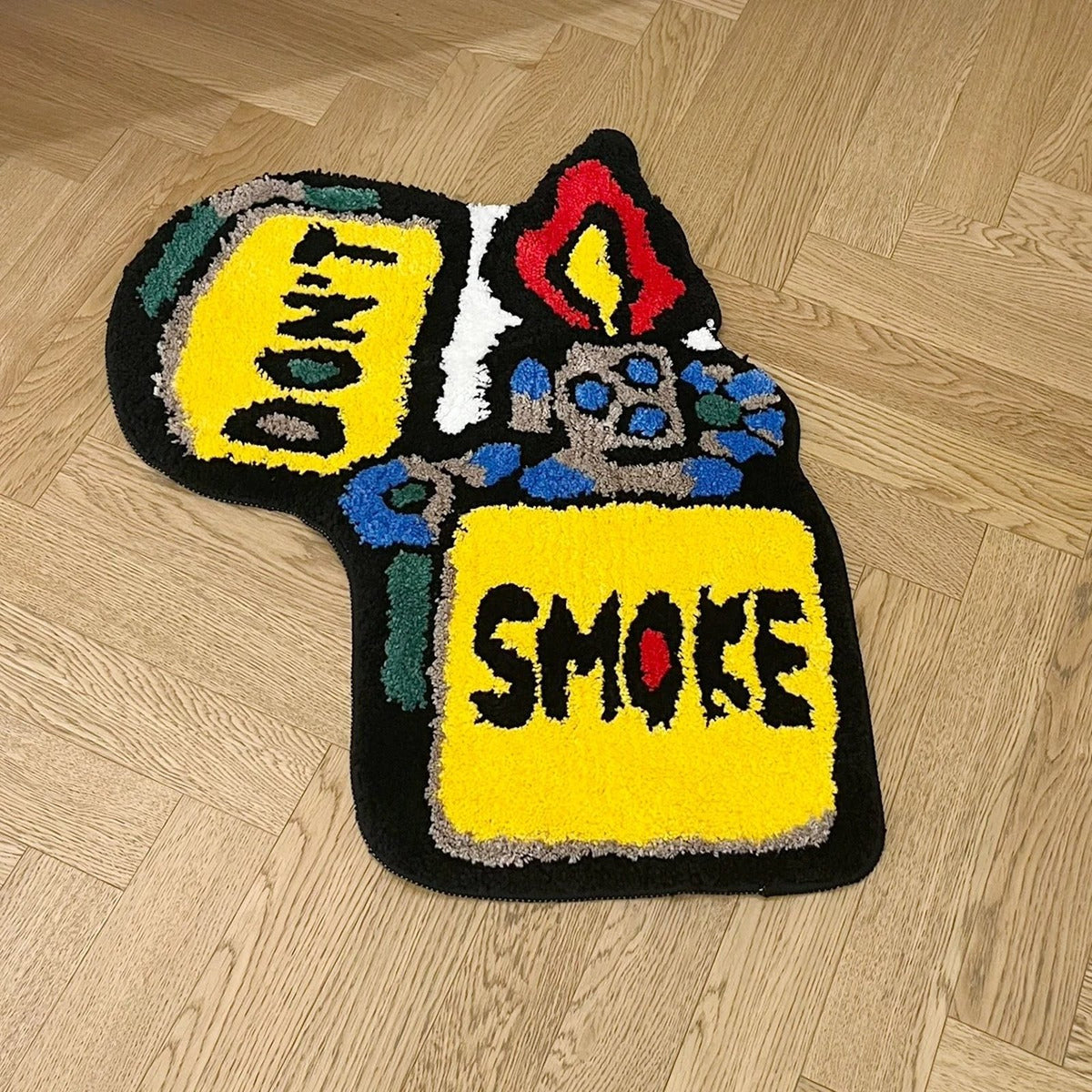No Smoke Yellow Lighter Flocked Rug - IMG