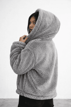 Oversized Faux Fur Hooded Jacket – Winter Weight - IMG