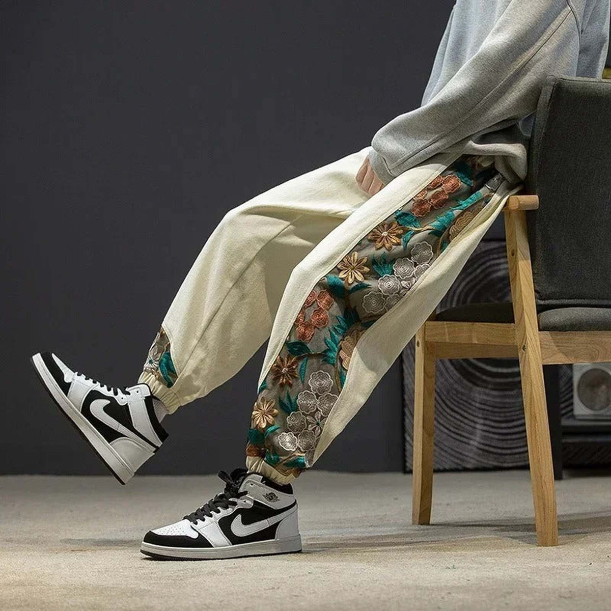 Oversized Harajuku Samurai Embroidery Harem Y2K Sweatpants Cotton - IMG