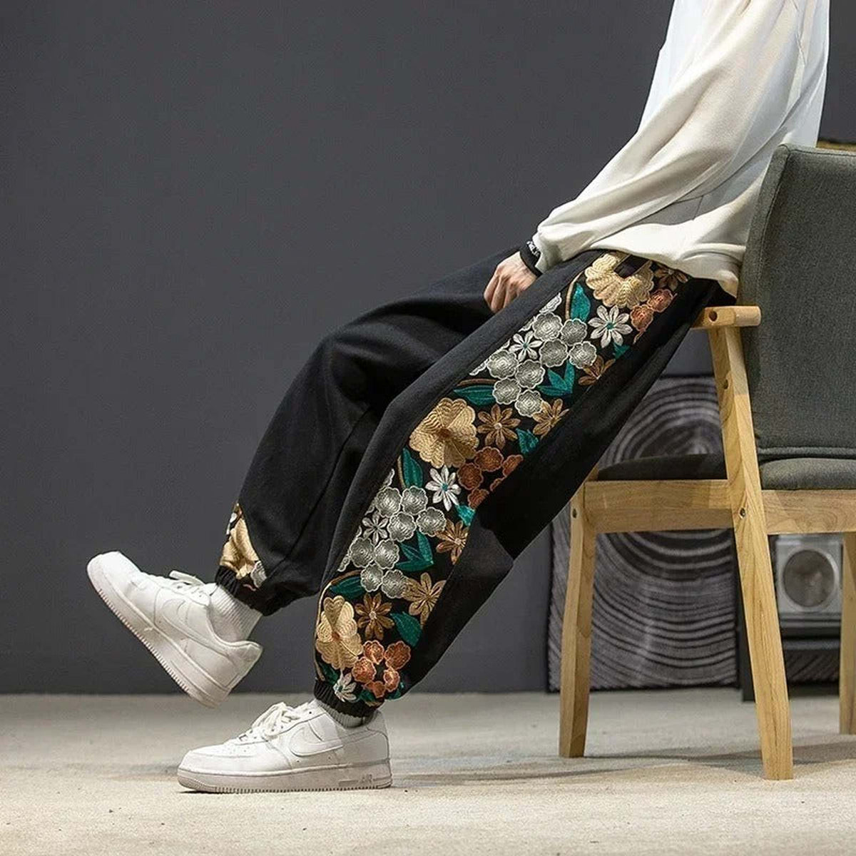 Oversized Harajuku Samurai Embroidery Harem Y2K Sweatpants Cotton - IMG