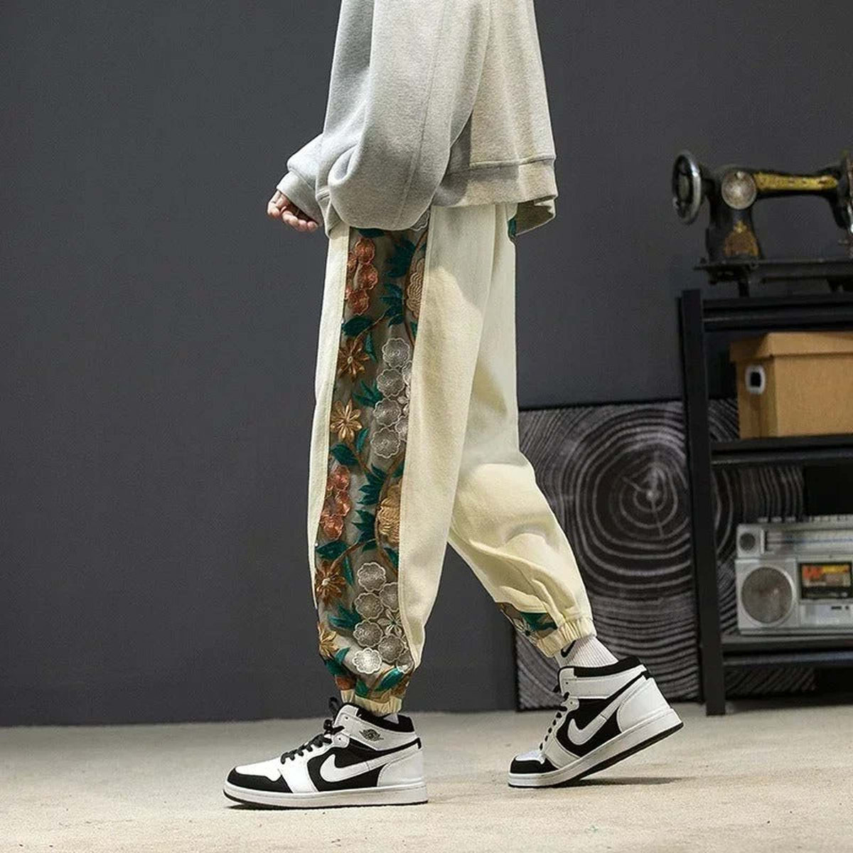 Oversized Harajuku Samurai Embroidery Harem Y2K Sweatpants Cotton - IMG