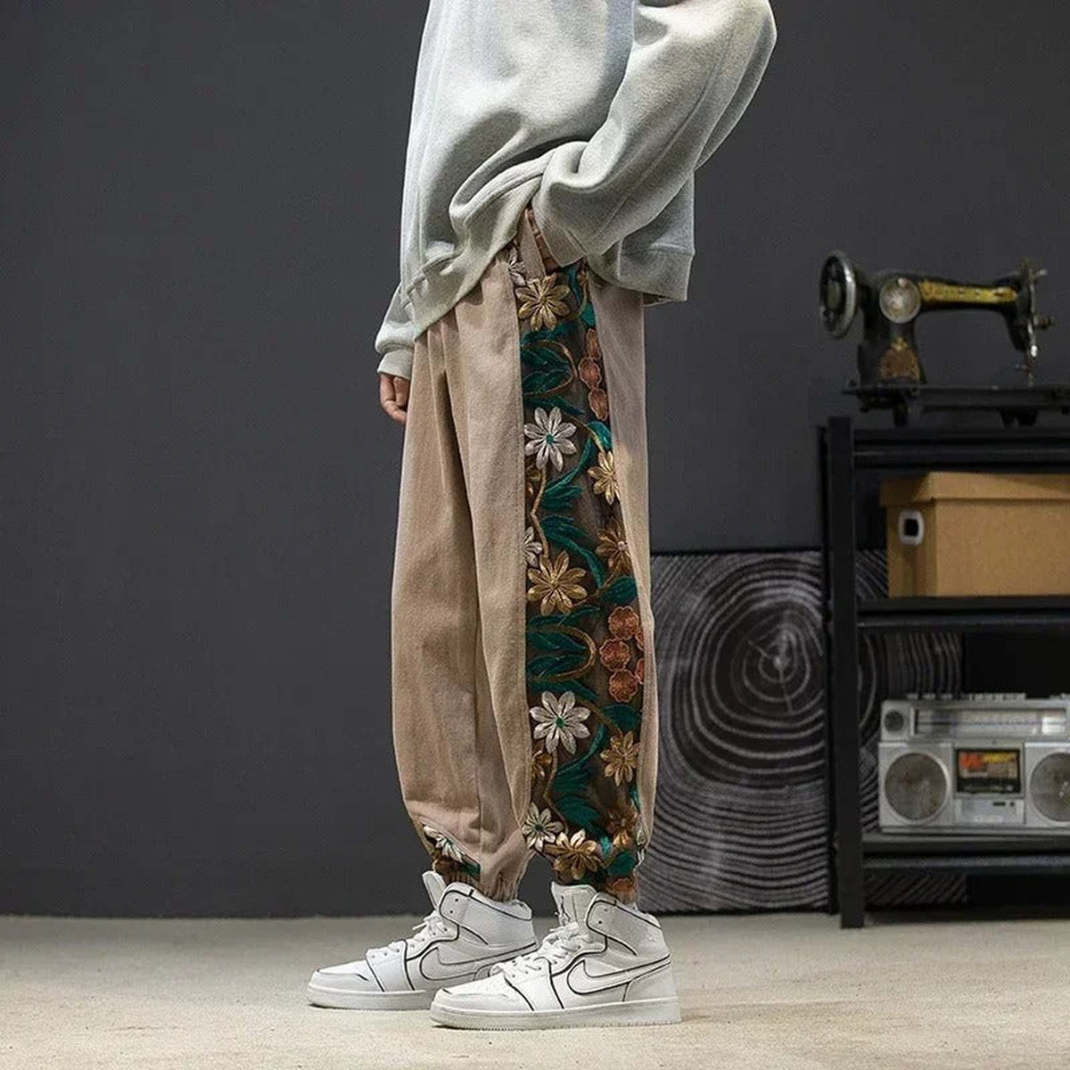 Oversized Harajuku Samurai Embroidery Harem Y2K Sweatpants Cotton - IMG