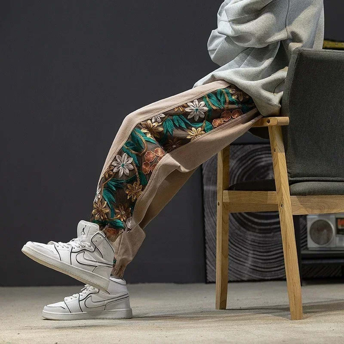 Oversized Harajuku Samurai Embroidery Harem Y2K Sweatpants Cotton - IMG
