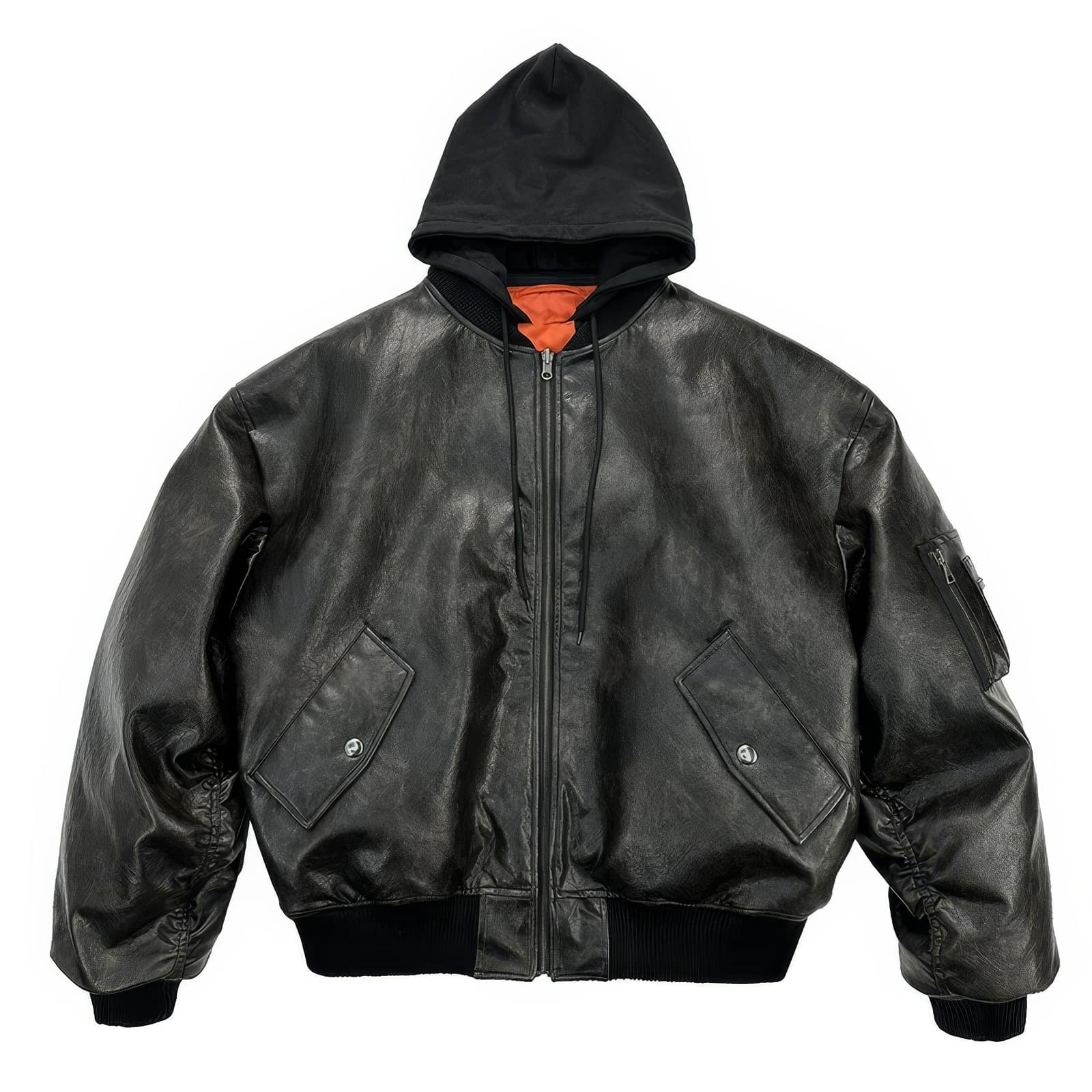Oversized Hooded Pilot Leather Bomber Jacket – Starphase Oversized Hooded Pilot Leather Bomber Jacket – Starphase