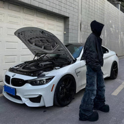 Oversized Hooded Suede Leather Bomber Jacket - IMG