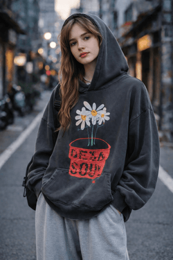 Oversized Love Graphic Hoodie - Flowers Don’t Fix Everything - IMG