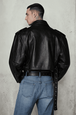 Oversized PU Leather Biker Jacket – Black - IMG