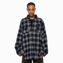 Oversized Plaid Patchwork Shirt W T-Shirt - IMG