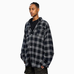 Oversized Plaid Patchwork Shirt W T-Shirt - IMG