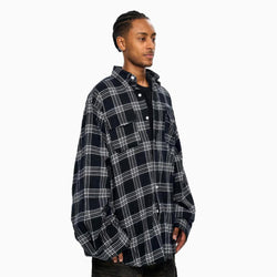 Oversized Plaid Patchwork Shirt W T-Shirt - IMG