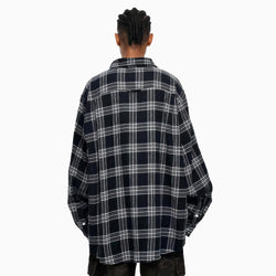 Oversized Plaid Patchwork Shirt W T-Shirt - IMG