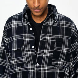 Oversized Plaid Patchwork Shirt W T-Shirt - IMG