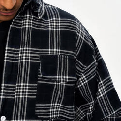 Oversized Plaid Patchwork Shirt W T-Shirt - IMG