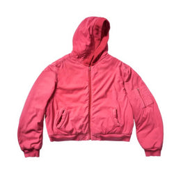 Oversized Reversible Hooded Plush Bomber Jacket - IMG