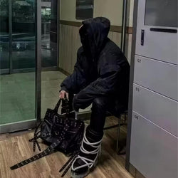 Oversized Reversible Hooded Plush Bomber Jacket - IMG