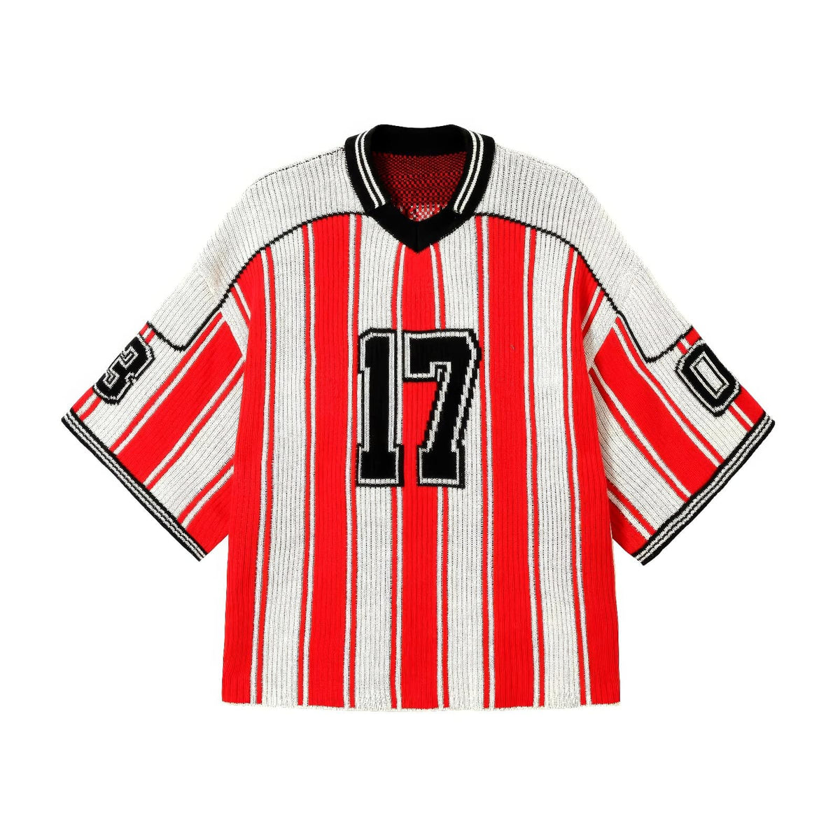 Oversized Striped Knit Baseball Jersey - IMG